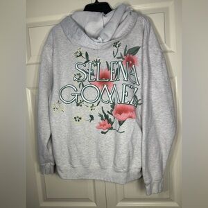 Selena Gomez Women’s Zip Up Hoodie Gray Floral Back Print Size XL